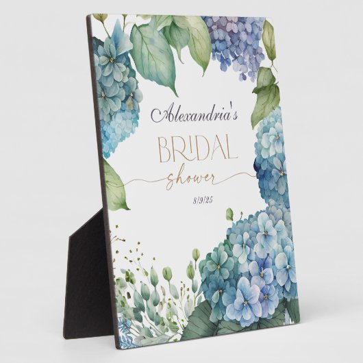 Personalisieren Sie Brautparty Blue Hydrangeas Fotoplatte (Seite)