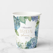 Personalisieren Sie Brautparty Blue Hydrangeas Pappbecher (Rückseite)