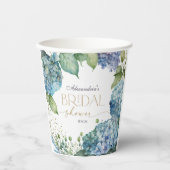 Personalisieren Sie Brautparty Blue Hydrangeas Pappbecher (Vorderseite)