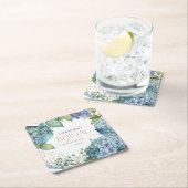 Personalisieren Sie Brautparty Blue Hydrangeas Rechteckiger Pappuntersetzer (Vor Ort)