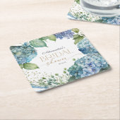 Personalisieren Sie Brautparty Blue Hydrangeas Rechteckiger Pappuntersetzer (angewinkelt)