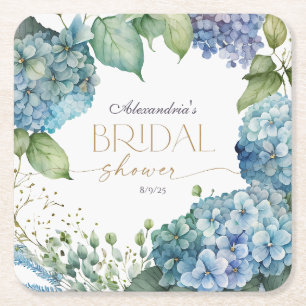 Personalisieren Sie Brautparty Blue Hydrangeas Rechteckiger Pappuntersetzer