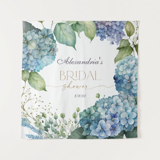 Personalisieren Sie Brautparty Blue Hydrangeas Wandteppich (Vorderseite)
