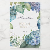 Personalisieren Sie Brautparty Blue Hydrangeas Weinetikett (Einzelnes Label)