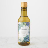 Personalisieren Sie Brautparty Blue Hydrangeas Weinetikett (Vorderseite)