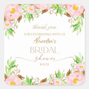 Personalisieren Sie Brautparty Blume Vielen Dank Quadratischer Aufkleber