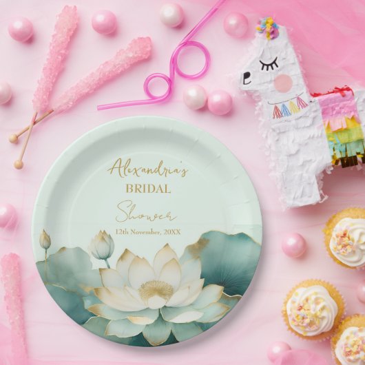 Personalisieren Sie Brautparty Lotus gold Pappteller (Party)