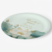 Personalisieren Sie Brautparty Lotus gold Pappteller (Schrägansicht)