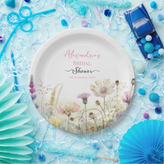 Personalisieren Sie Brautparty Wild Blume Pappteller (Party)