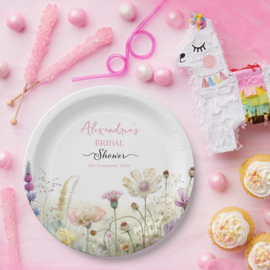 Personalisieren Sie Brautparty Wild Blume Pappteller (Party)