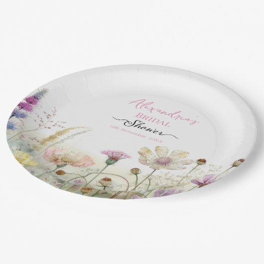 Personalisieren Sie Brautparty Wild Blume Pappteller (Schrägansicht)