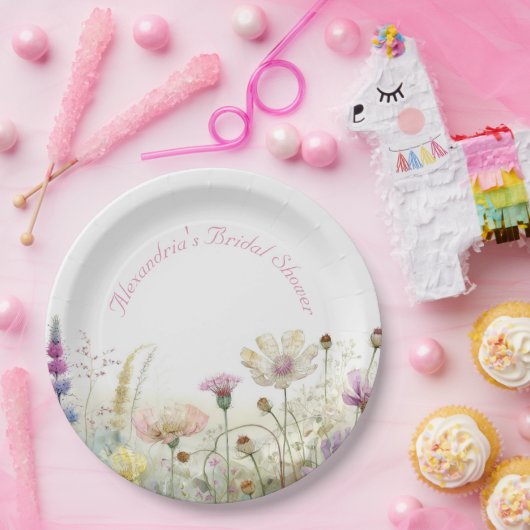 Personalisieren Sie Brautparty Wild Blume Pappteller (Party)