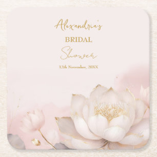 Personalisieren Sie Bridal Shower Pink Lotus Nr. 8 Rechteckiger Pappuntersetzer