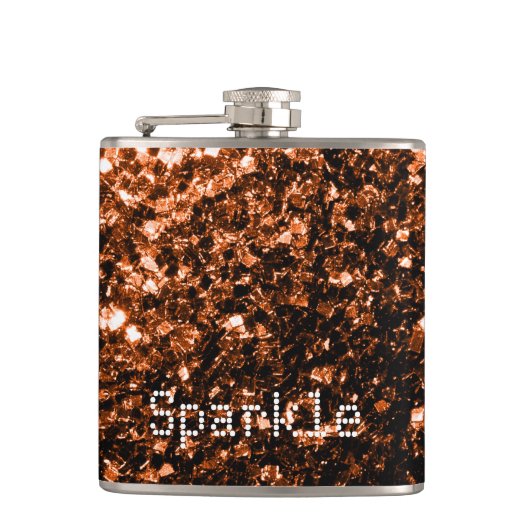 Personalisieren Sie Bronze-Glitzer-Glitzern Flachmann (Vorderseite)