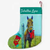 Personalisieren Sie Brown Pferd Roter Bug Weihnach Kleiner Weihnachtsstrumpf (Rückseite)