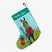 Personalisieren Sie Brown Pferd Roter Bug Weihnach Kleiner Weihnachtsstrumpf (Rückseite (Hängend))