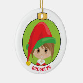 Personalisieren Sie Brünette Girl Elf Keramik Ornament (Rechts)