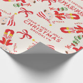 Personalisieren Sie Brünetten Boy Elf Geschenkpapier (Ecke)