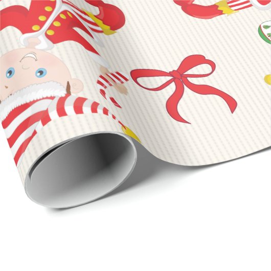 Personalisieren Sie Brünetten Boy Elf Geschenkpapier (Rolleneckpunkt)