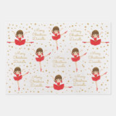 Personalisieren Sie Brünetten Weihnachtsballerina Geschenkpapier Set (Vorderseite 3)