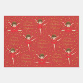 Personalisieren Sie Brünetten Weihnachtsballerina Geschenkpapier Set (Vorderseite 2)