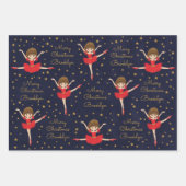Personalisieren Sie Brünetten Weihnachtsballerina Geschenkpapier Set (Vorderseite)
