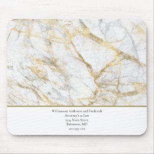 Personalisieren Sie Business Gold Weiß Grau Marmor Mousepad