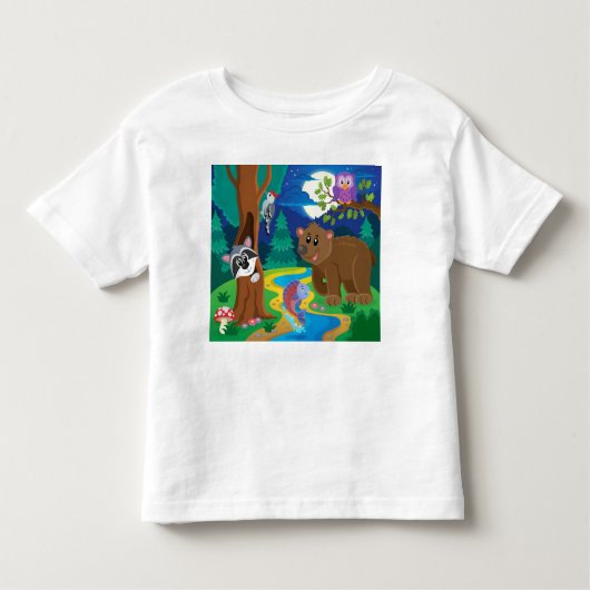 Personalisieren Sie Cartoon Stream Forest Animals Kleinkind T-shirt (Vorderseite)