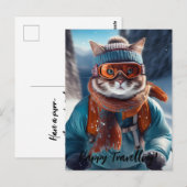 Personalisieren Sie Cat Ski auf den schneebedeckte Postkarte (Vorne/Hinten)