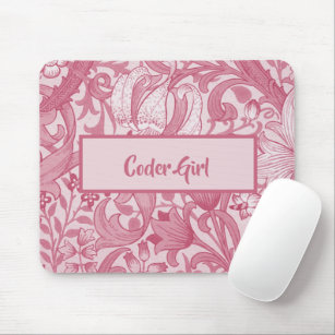 Personalisieren Sie Coder Girl Pink Floral Zeichne Mousepad