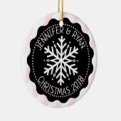 Personalisieren Sie Coupels Foto Schwarz-weiß Snow Keramik Ornament (Rechts)