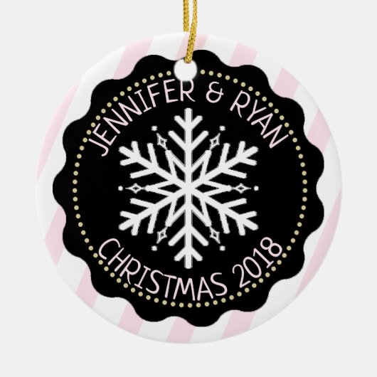 Personalisieren Sie Coupels Foto Schwarz-weiß Snow Keramik Ornament (Vorne)