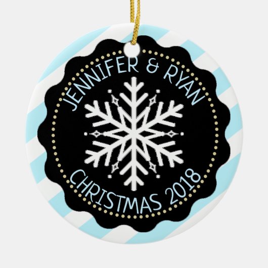 Personalisieren Sie Coupels Foto Schwarz-weiß Snow Keramik Ornament (Vorne)