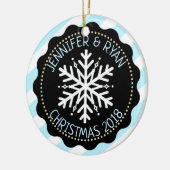 Personalisieren Sie Coupels Foto Schwarz-weiß Snow Keramik Ornament (Links)