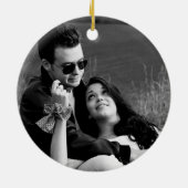 Personalisieren Sie Coupels Foto Schwarz-weiß Snow Keramik Ornament (Hinten)