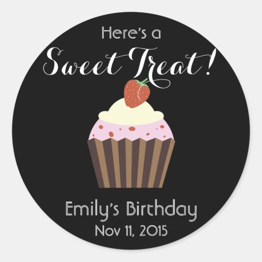 Personalisieren Sie Cupcake: Erdbeere Shortcake Ge Runder Aufkleber (Vorderseite)