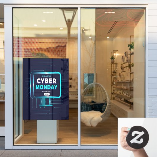 Personalisieren Sie Cyber Montag Verkauf Banner Bu Fensteraufkleber (Schaufenster)