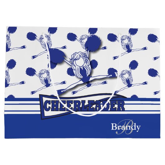 Personalisieren Sie Dark Blue 📣 Cheerleader Große Geschenktüte (Rückseite)