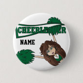 Personalisieren Sie Dark Green Cheerleader Girl Button (Vorderseite)