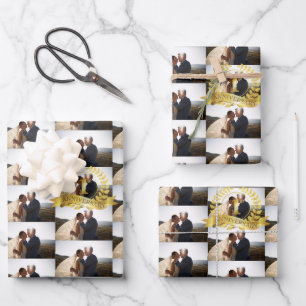 Personalisieren Sie das 1. Hochzeitsjubiläumsfoto Geschenkpapier Set
