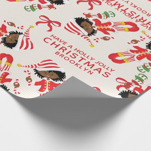 Personalisieren Sie das afrikanische Weihnachtsmäd Geschenkpapier (Ecke)