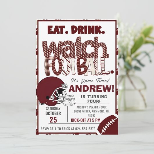 Personalisieren Sie das American FOOTBALL WATCH Pa Einladung (Stehend Vorderseite)