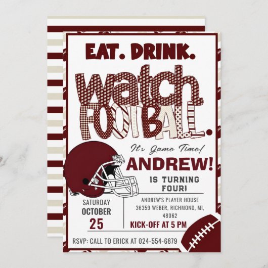 Personalisieren Sie das American FOOTBALL WATCH Pa Einladung (Vorne/Hinten)