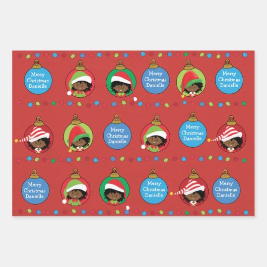 Personalisieren Sie das American Girl Elf Geschenkpapier Set (Vorderseite 3)