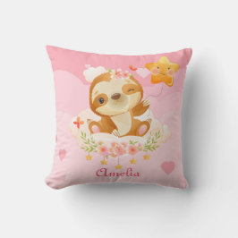 Personalisieren Sie das Baby Girl Sloth auf Wolken Kissen