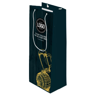 Personalisieren Sie das dunkelgrüne Brauerei-Thema Geschenktüte Für Weinflaschen