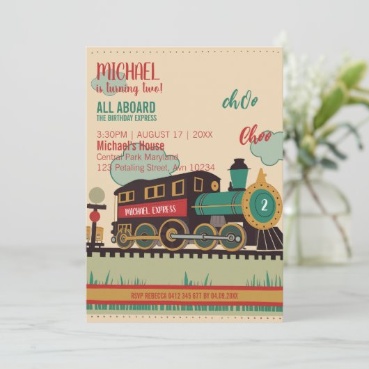 Personalisieren Sie das Express Kid Tracket Geburt Einladung (Stehend Vorderseite)