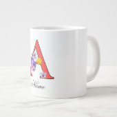 Personalisieren Sie das florale Monogramm A + Name Jumbo-Tasse (Vorderseite Rechts)