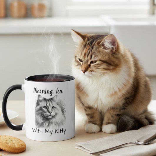 Personalisieren Sie das Foto "Kitty Zeichnend" Tasse
