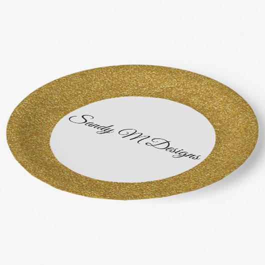 Personalisieren Sie das Gold Glitzer Frame Image f Pappteller (Schrägansicht)